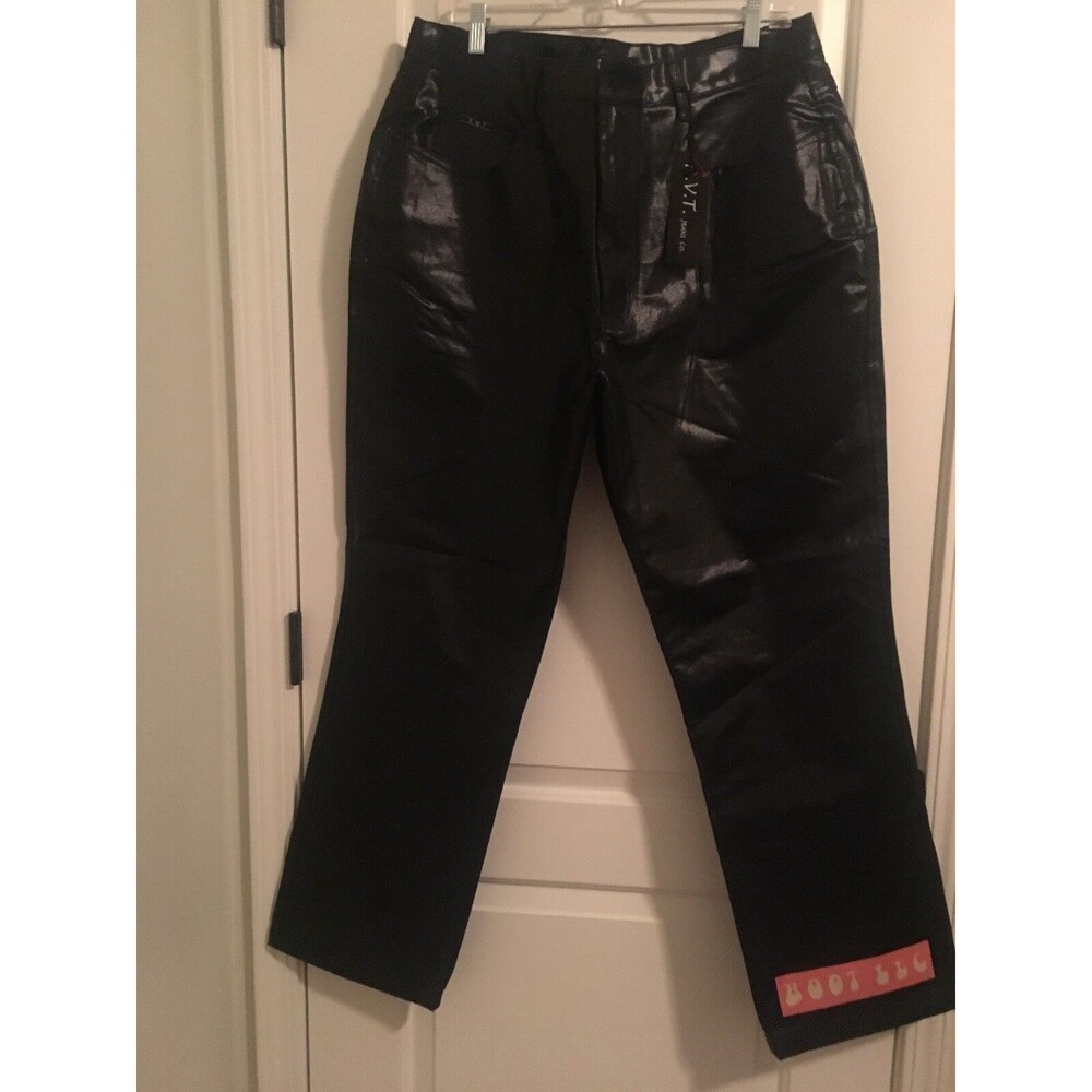 RVT Jeans Co. Women's Plus Faux Bonded Leather Pants Pockets Black Size 20